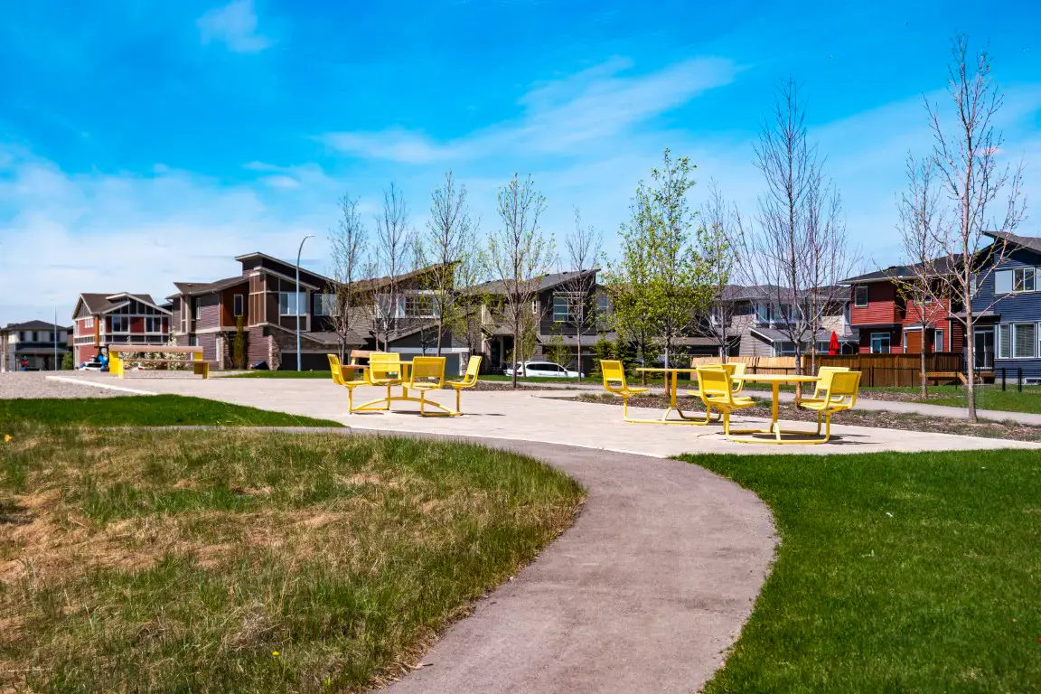 A residential street in Skyview Ranch
